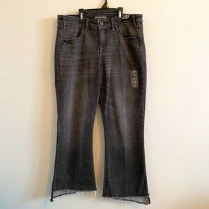 Abercrombie and Fitch Black Grey Cropped Flare Denim Jeans with Step-Hem